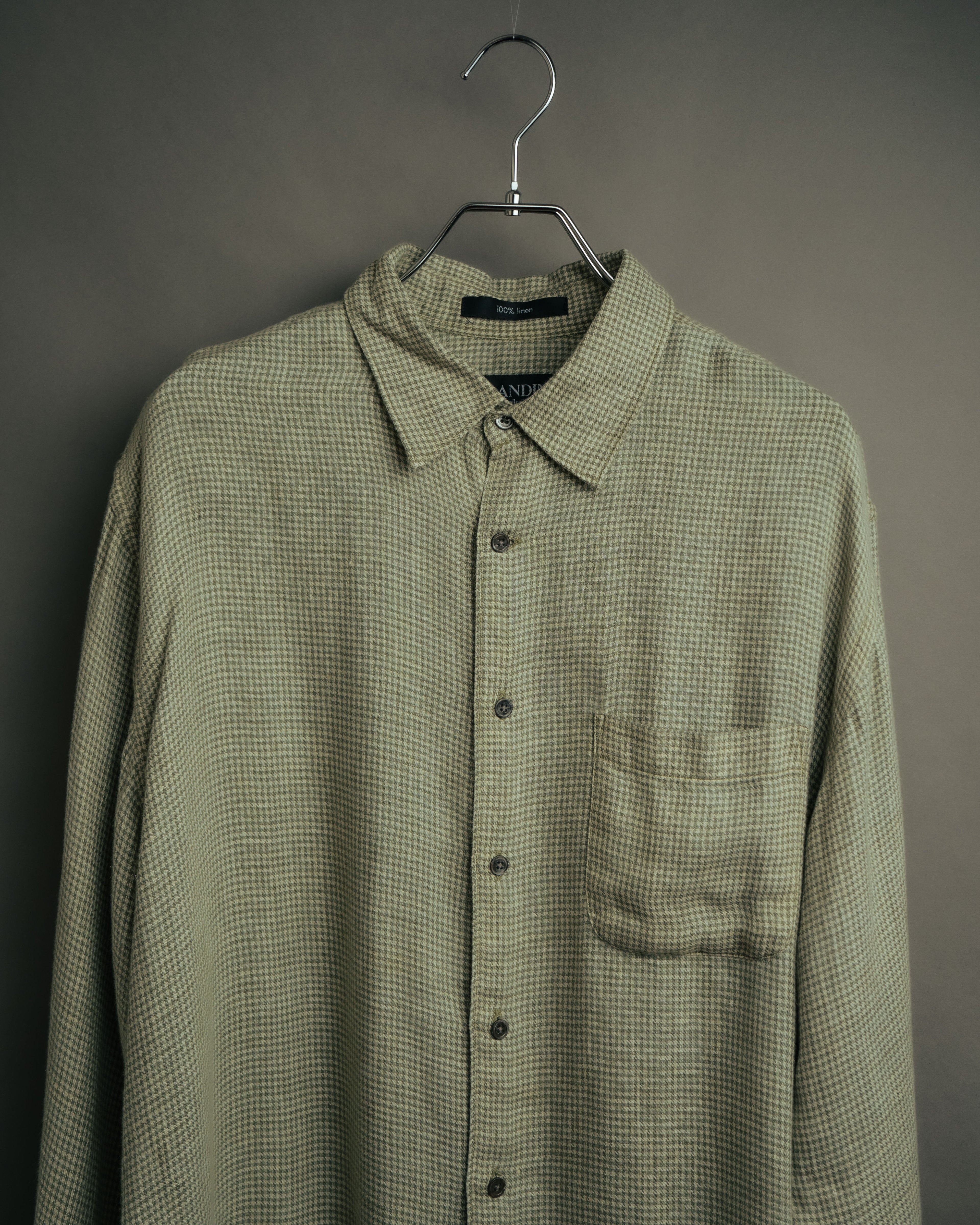 -MOOD Vintage Collections-
90’s Houndstooth linen relaxed shirt