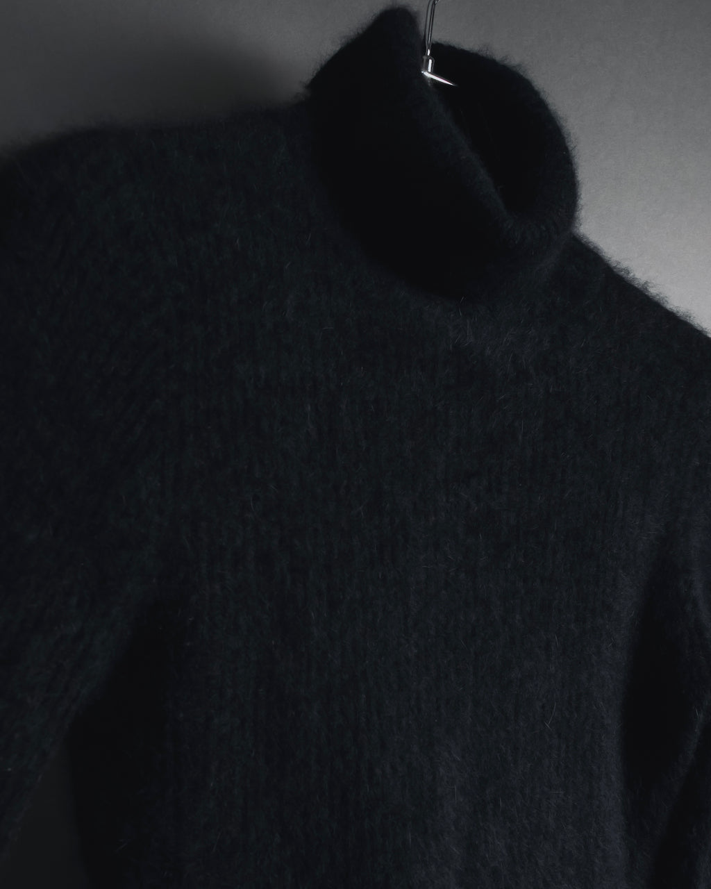 "I WISH" Angora-blend fuzzy turtleneck knit