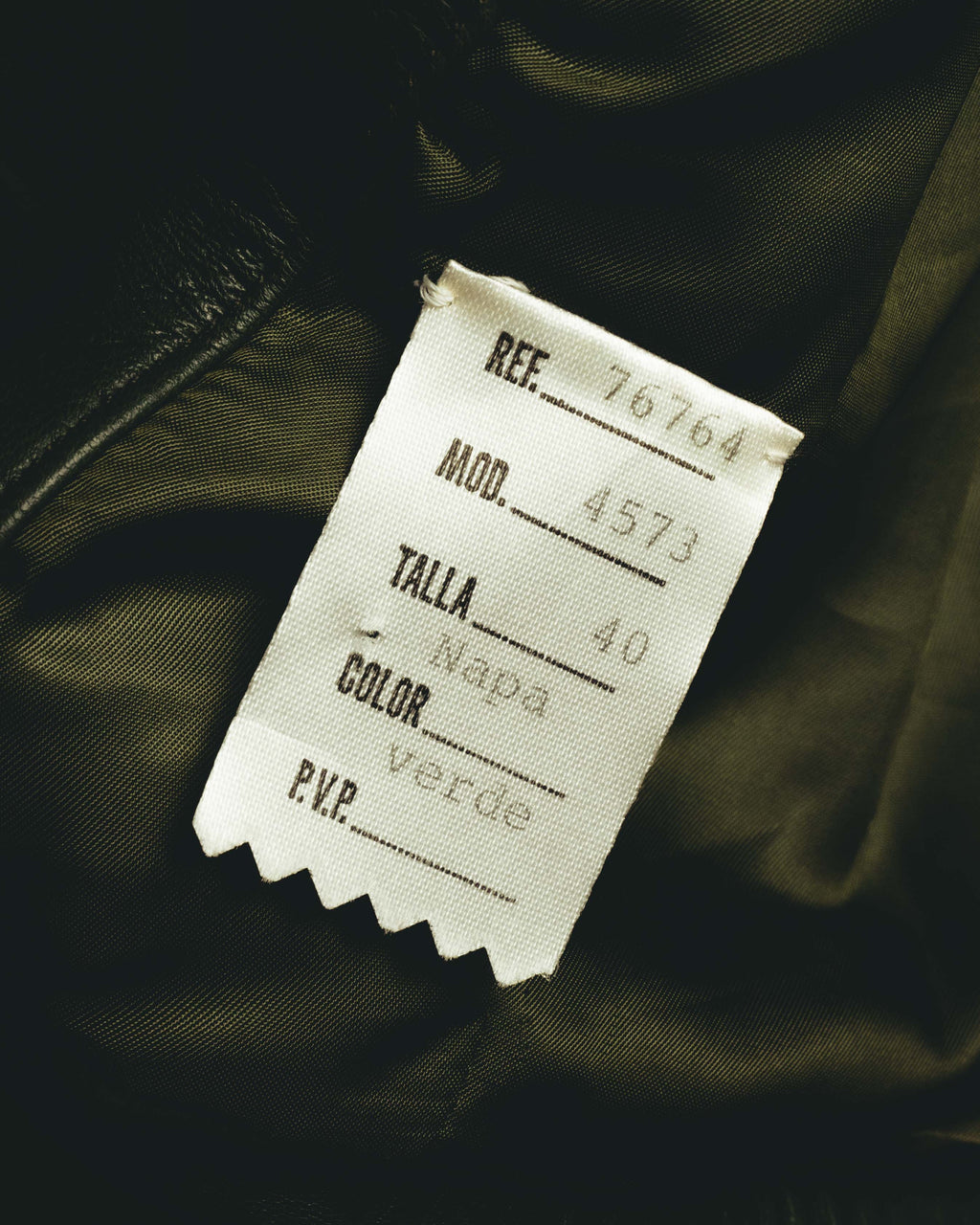 -SPECIAL- “LOEWE” 80’s-90’s Gold buttoned olive leather double-breasted tailored jacket