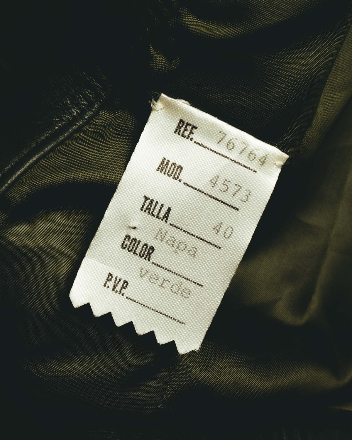 -SPECIAL- “LOEWE” 80’s-90’s Gold buttoned olive leather double-breasted tailored jacket