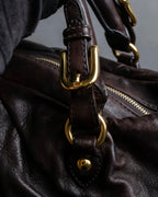 "MIU MIU" Tuck pleat design leather hand bag