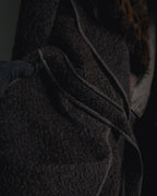 "FENDI" 90’s-00’s Sculptural belted leopard cat fur collar alpaca coat