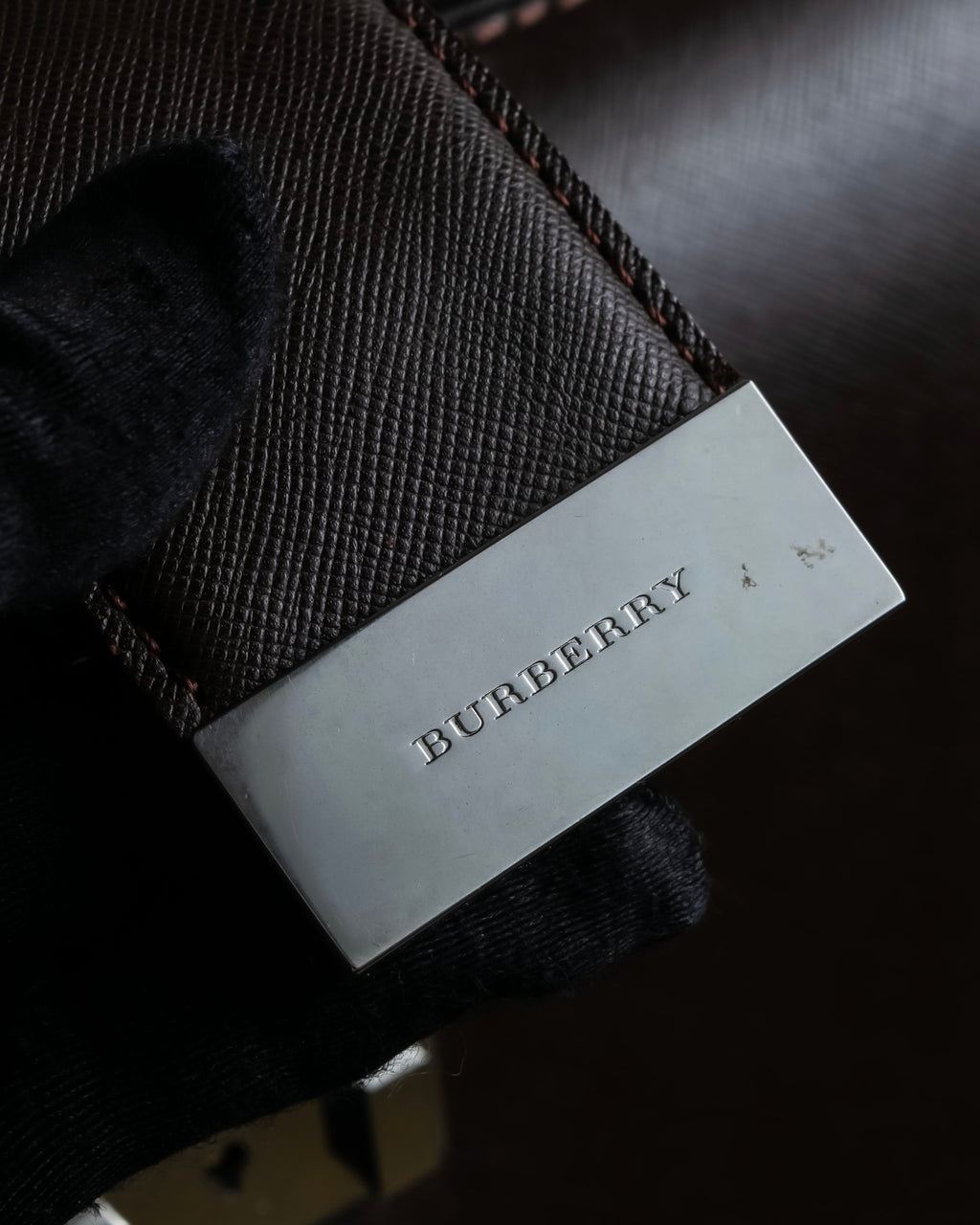 "BURBERRY" Metal belt design embossed PVC briefcase