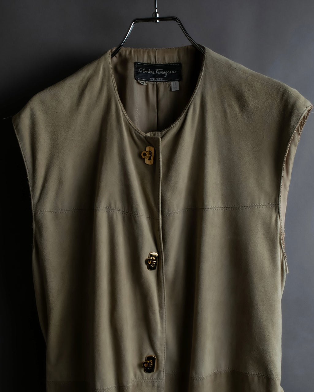 "Salvatore Ferragamo" Belted suede sleeveless dress