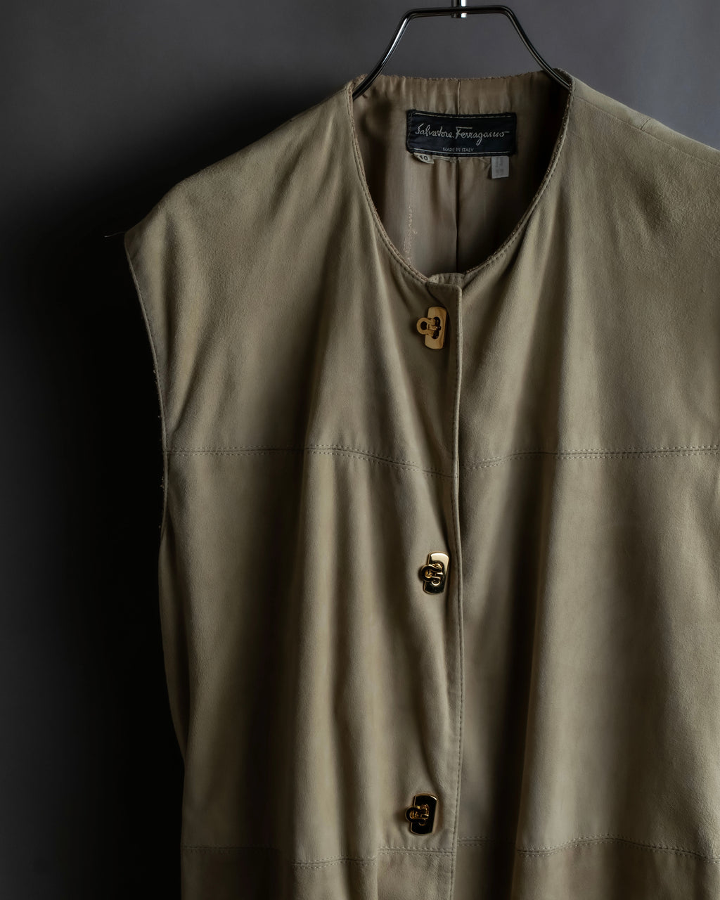 "Salvatore Ferragamo" Belted suede sleeveless dress