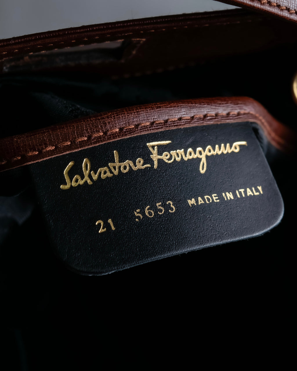 "Salvatore Ferragamo" Half-moon shaped Bordeaux color leather shoulder bag