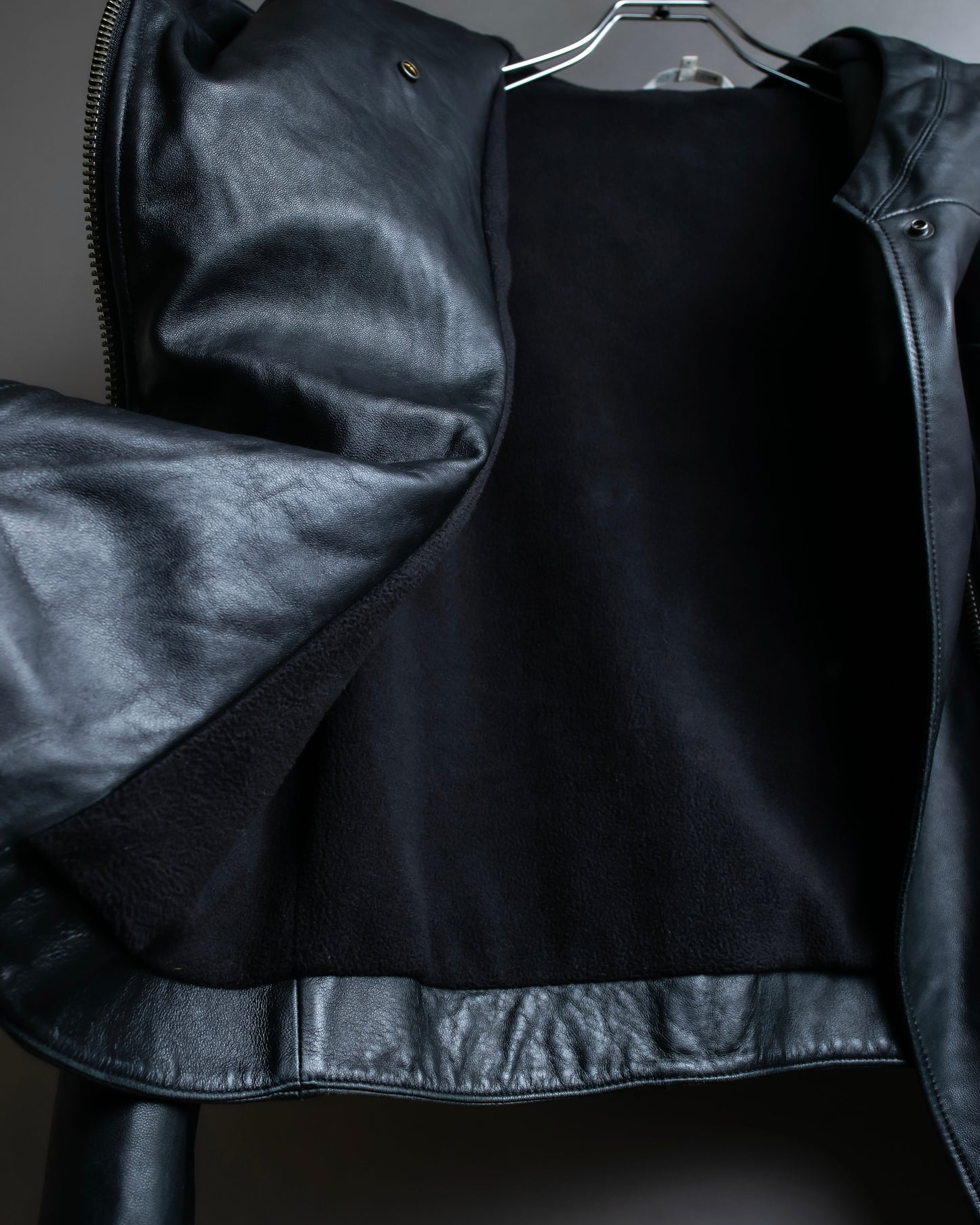 "HELMUT LANG"Boa switching shape leather zip-up jacket