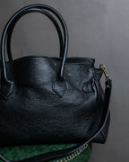 "AULENTTI" Gold closure belt design leather 2-way bag