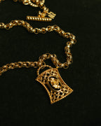 “NINA RICCI” Late 80’s-90’s gold tone openwork pendant necklace