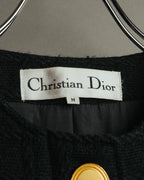 -SPECIAL- "Christian Dior" 80's-90's Textured collarless wool jacket
