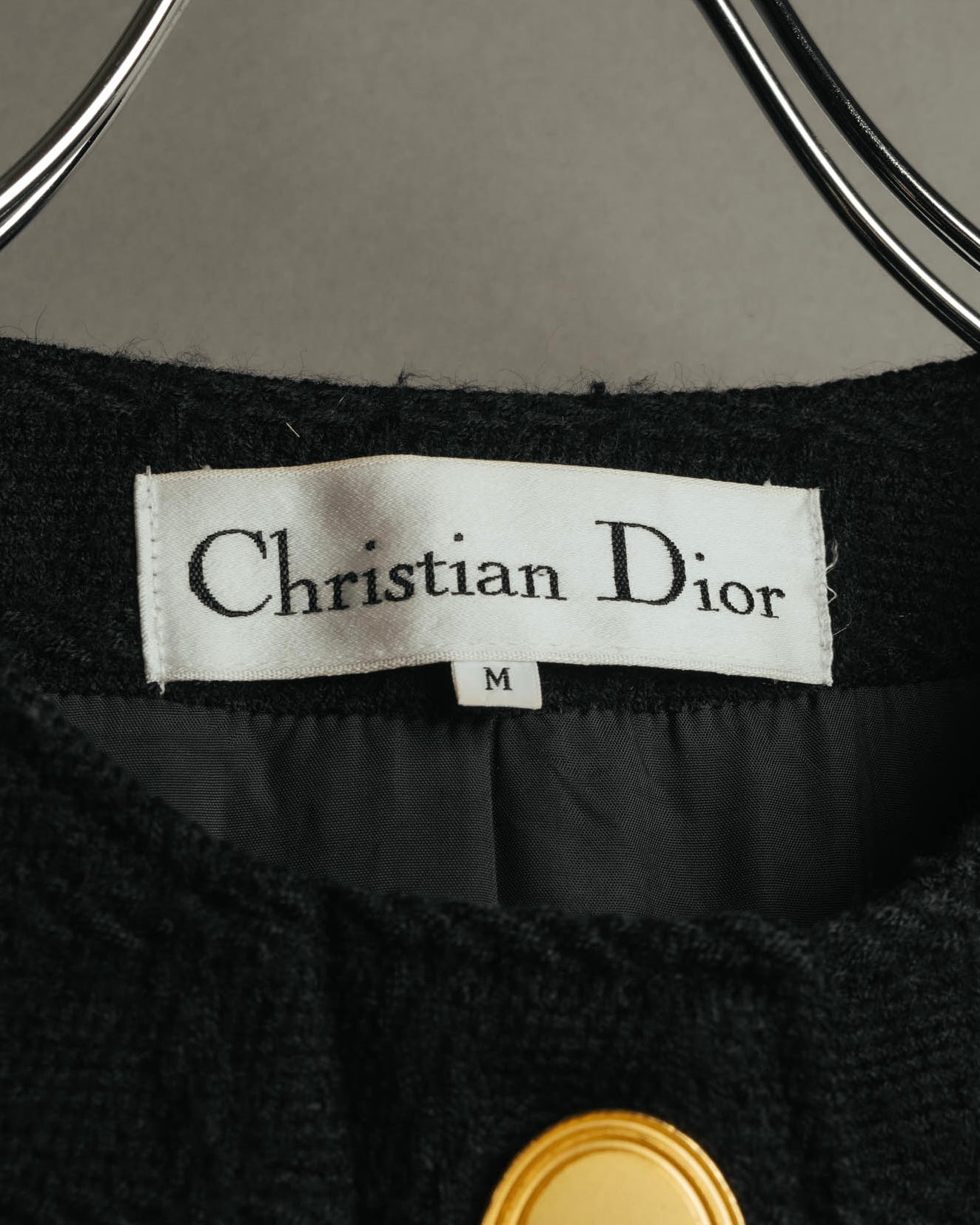 -SPECIAL- "Christian Dior" 80's-90's Textured collarless wool jacket