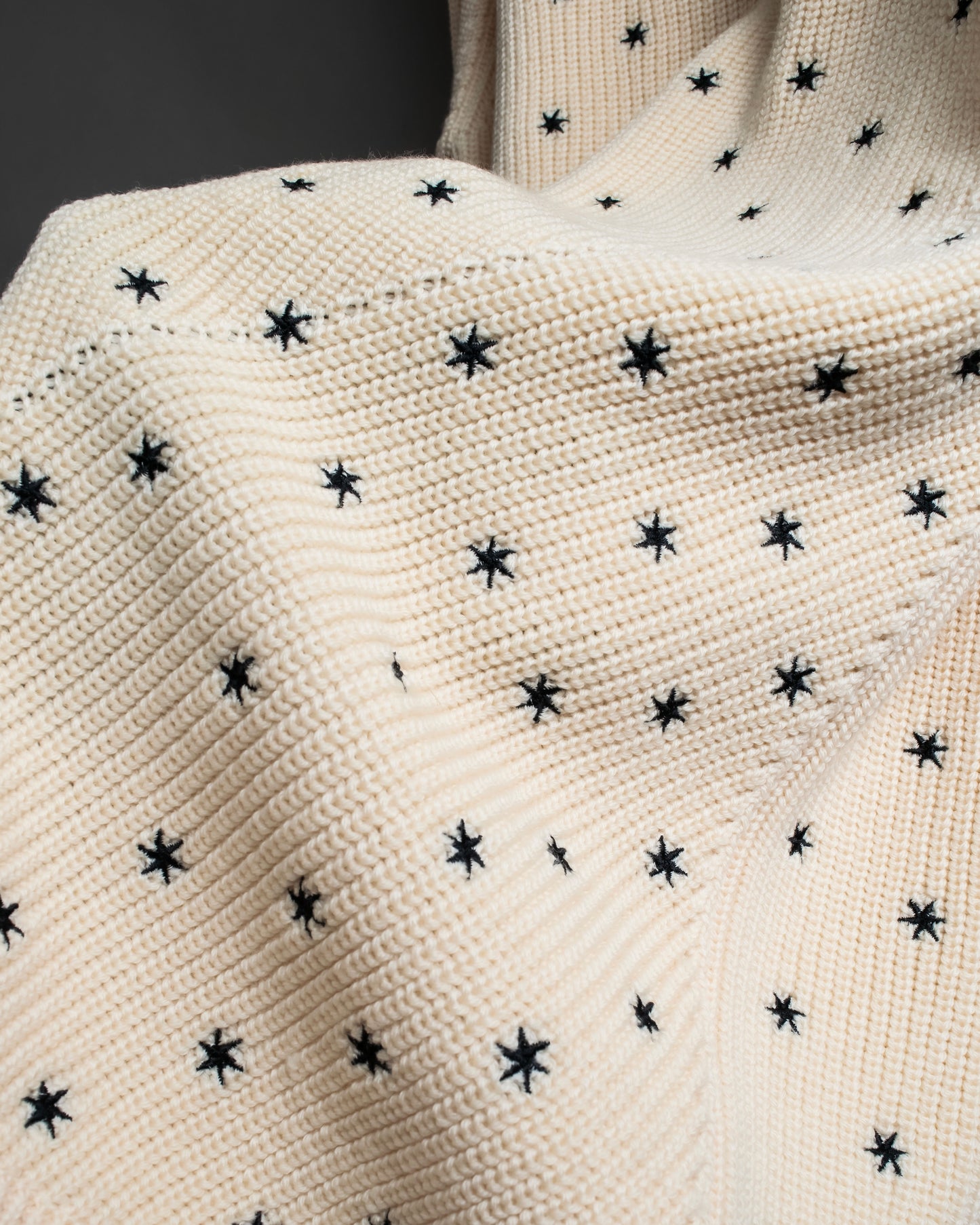 "Christian Dior" Star print frill detail cable knit tunic pullover