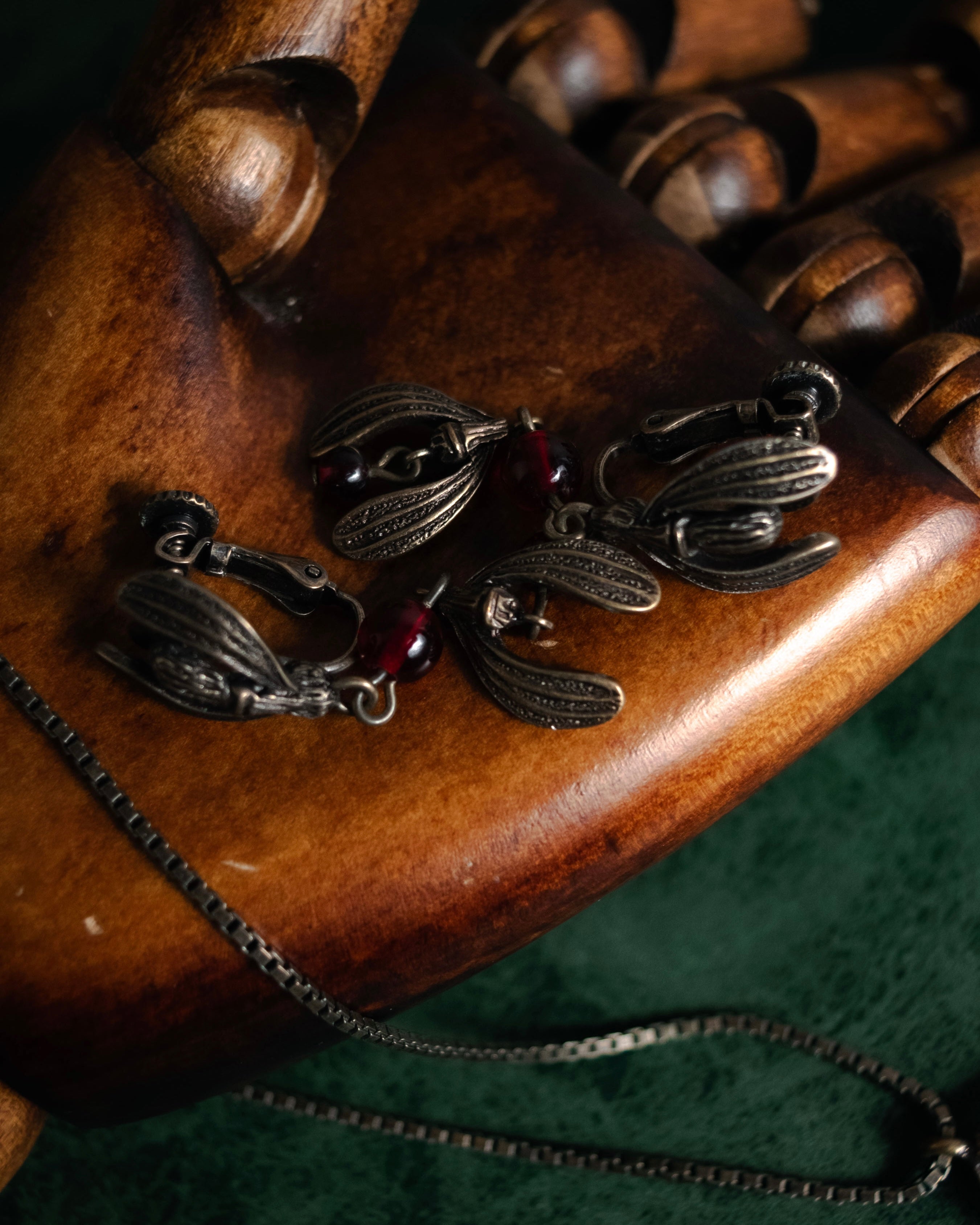 “Christian Dior” 90’s–00’s Botanical mistletoe motif necklace and earrings set