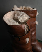 "GUCCI" 90’s-00’s shearling lined engineer boots