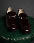"GUCCI" 90’s-00’s Horsebit haircalf panel loafers