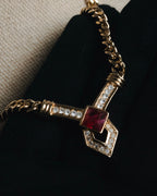 "Christian Dior" Geometric Y-link crystal pendant necklace