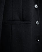 "GUCCI" Michele period solid black wool tailored coat