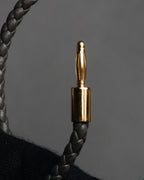 "HERMES" 10’s-20’s Tresse leather H clasp bracelet