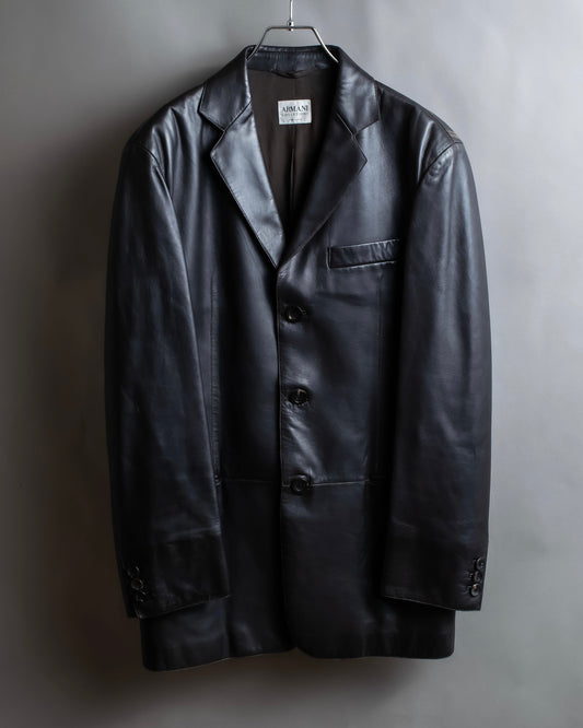 "ARMANI COLLEZIONI" 100% lamb leather oversized tailored jacket