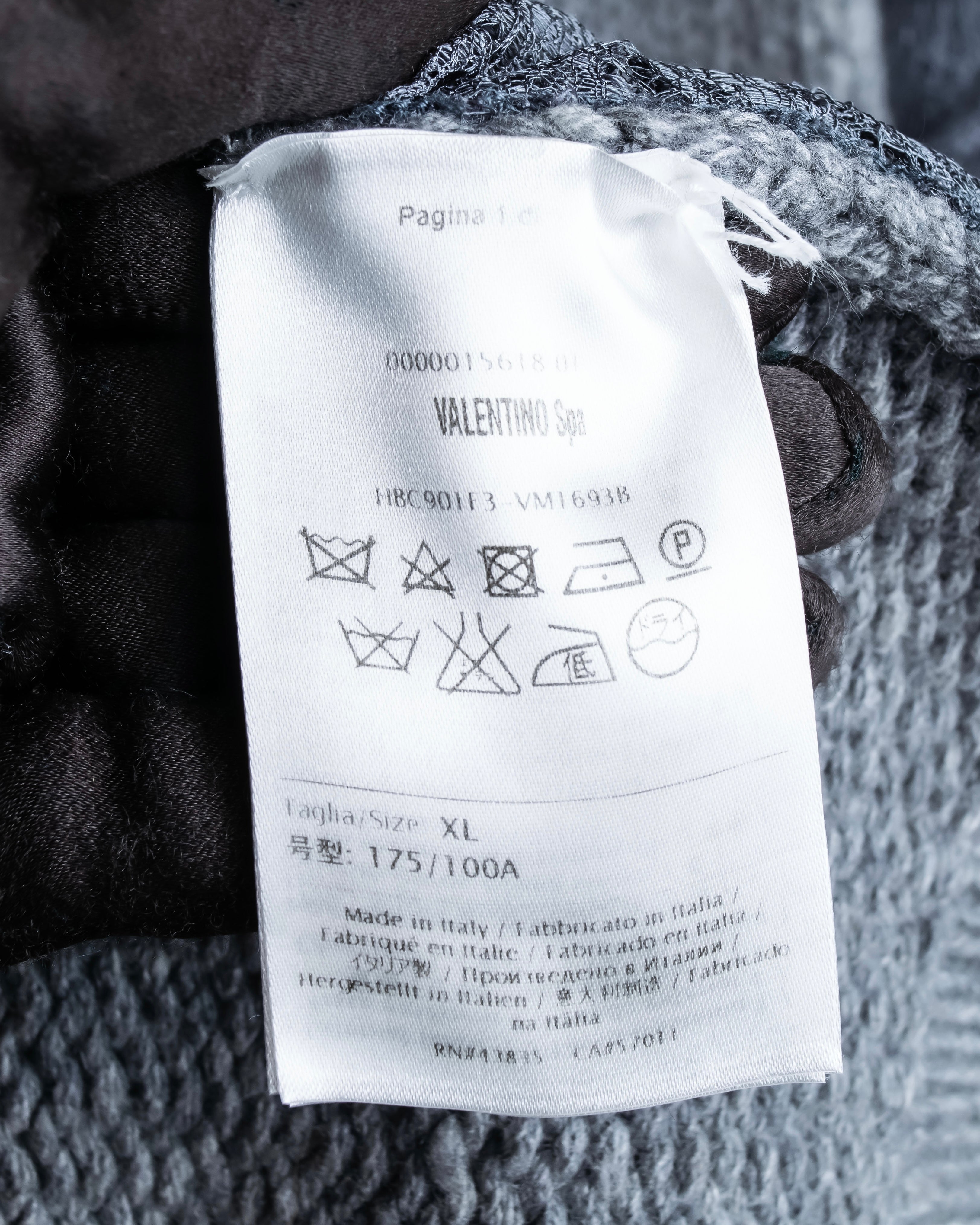 "VALENTINO" Floral lace cable knit docking design pullover