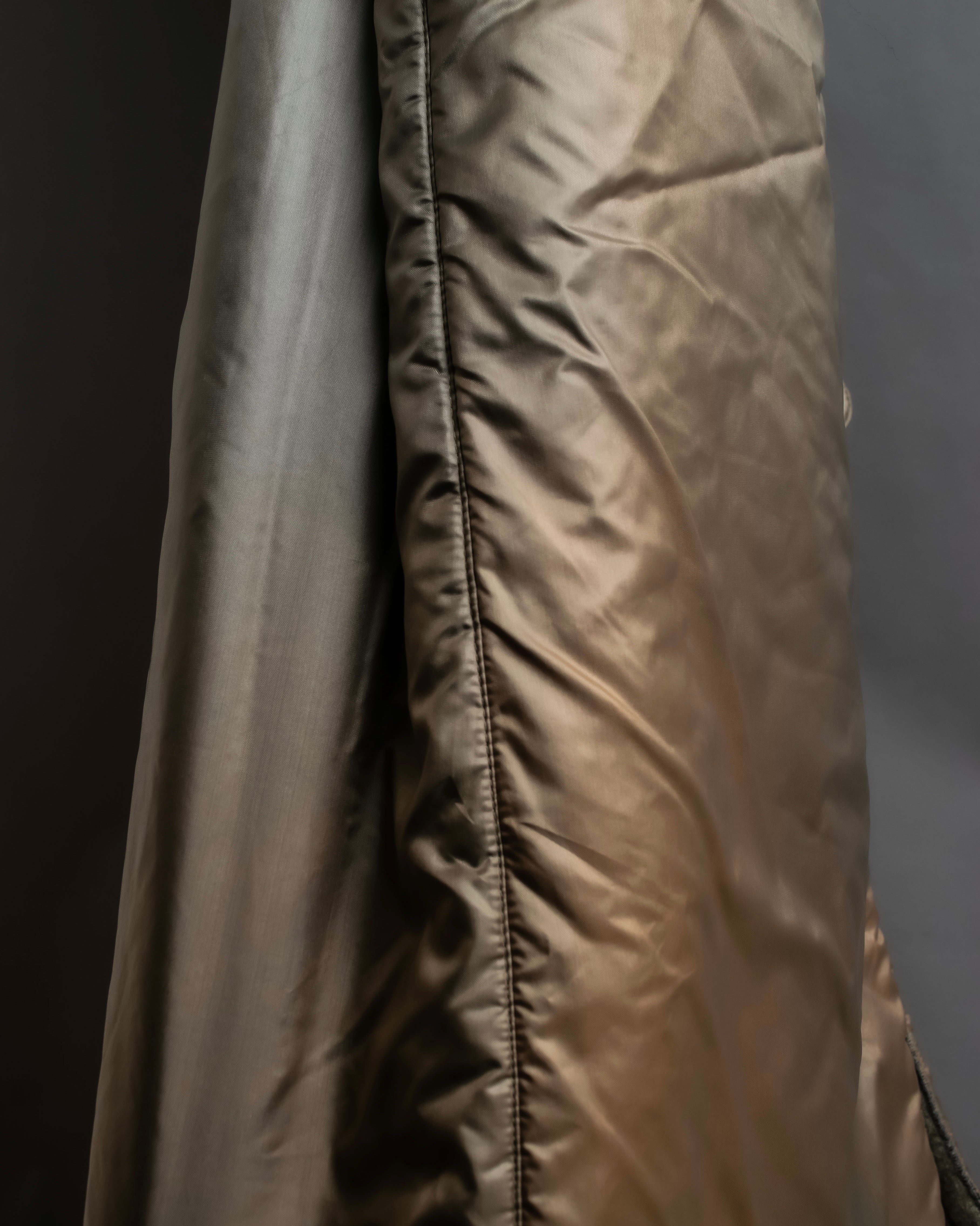 "FENDI JEANS" Hood design belted gradation color long nylon down coat