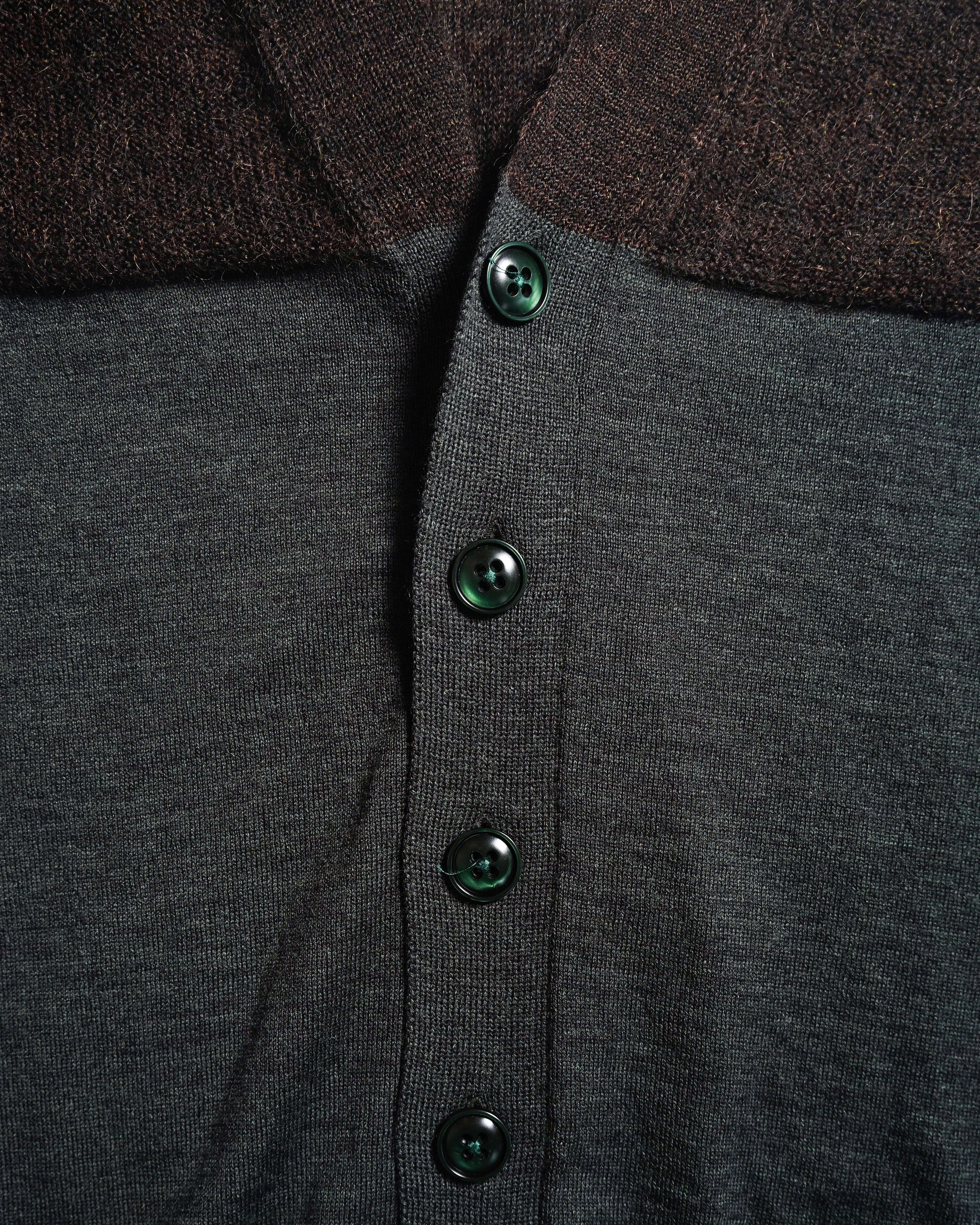 MARK JACOBS/ Mohair Blend Block Bicolor Knit Cardigan Brown × Dark Green