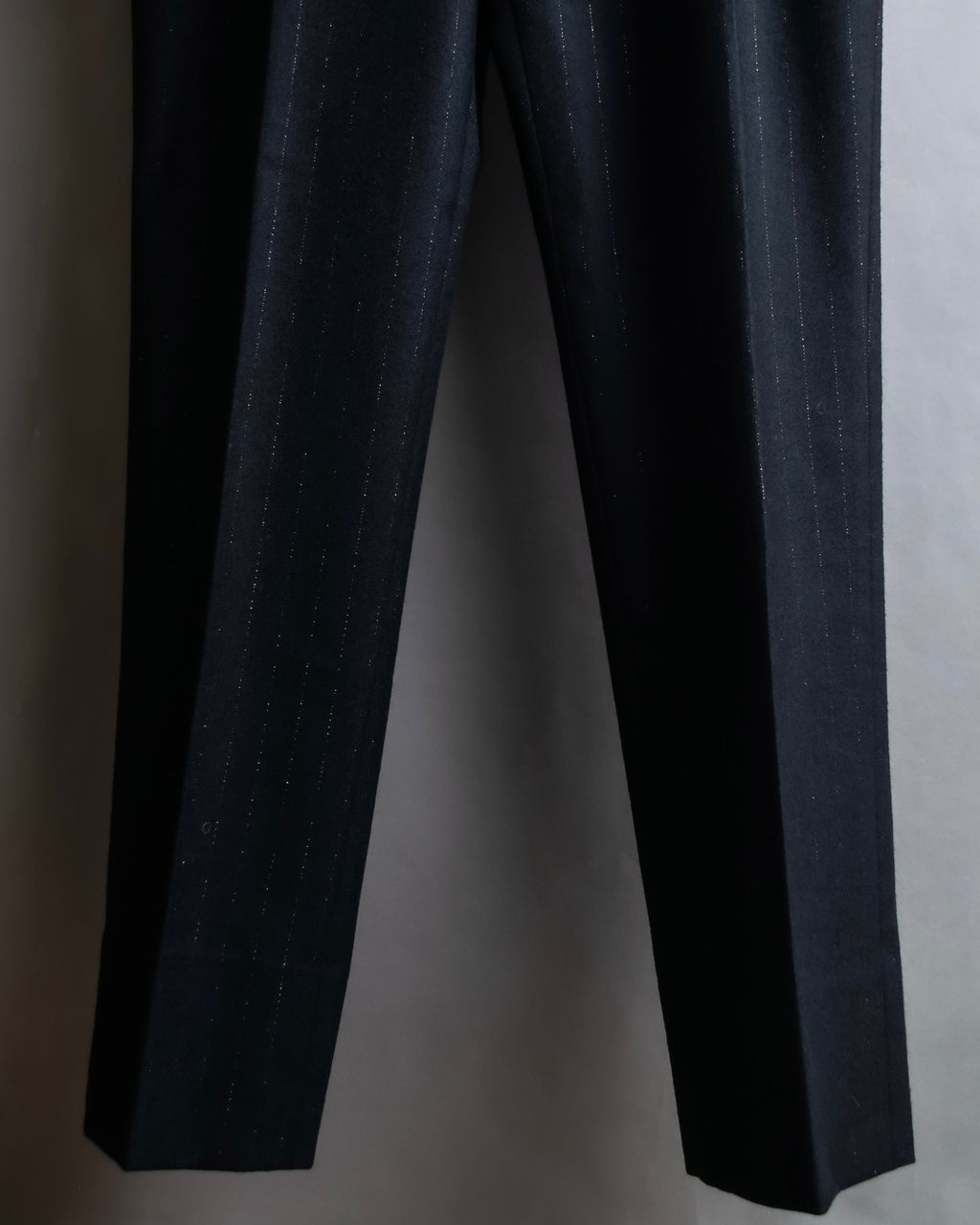 "PAUL SMITH" Peaked lapel tailored jacket and tapered slacks in glittery striped pattern set up