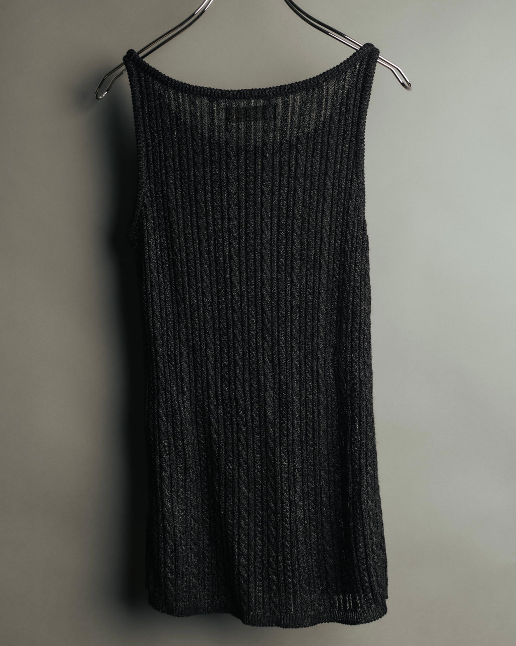 "Yves Saint Laurent" 80's-90's Metallic ribbed sleeveless knit top