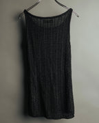 "Yves Saint Laurent" 80's-90's Metallic ribbed sleeveless knit top