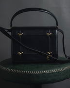 -SPECIAL- "VALENTINO GARAVANI" 90’s-00’s V corner hardware leather top handle bag