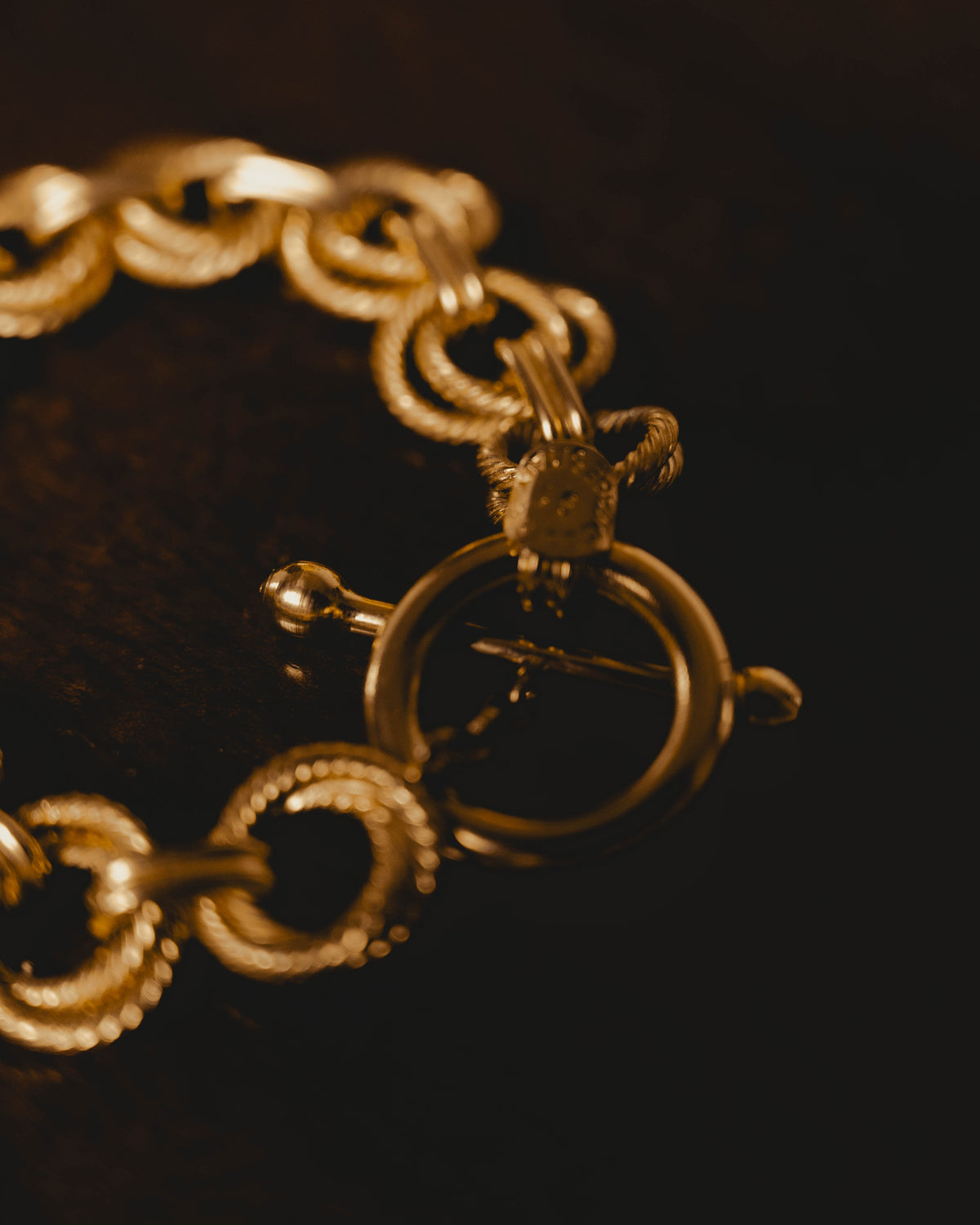“CELINE” Late 80’s-early 90’s twisted rope circle link toggle bracelet