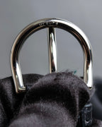 "HERMES" Silk cloth docking leather waist mark belt