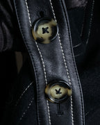 "HELMUT LANG" Fur collar belted long coat