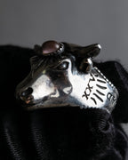 "GUCCI" Anger forest collection silver bullhead motif ring