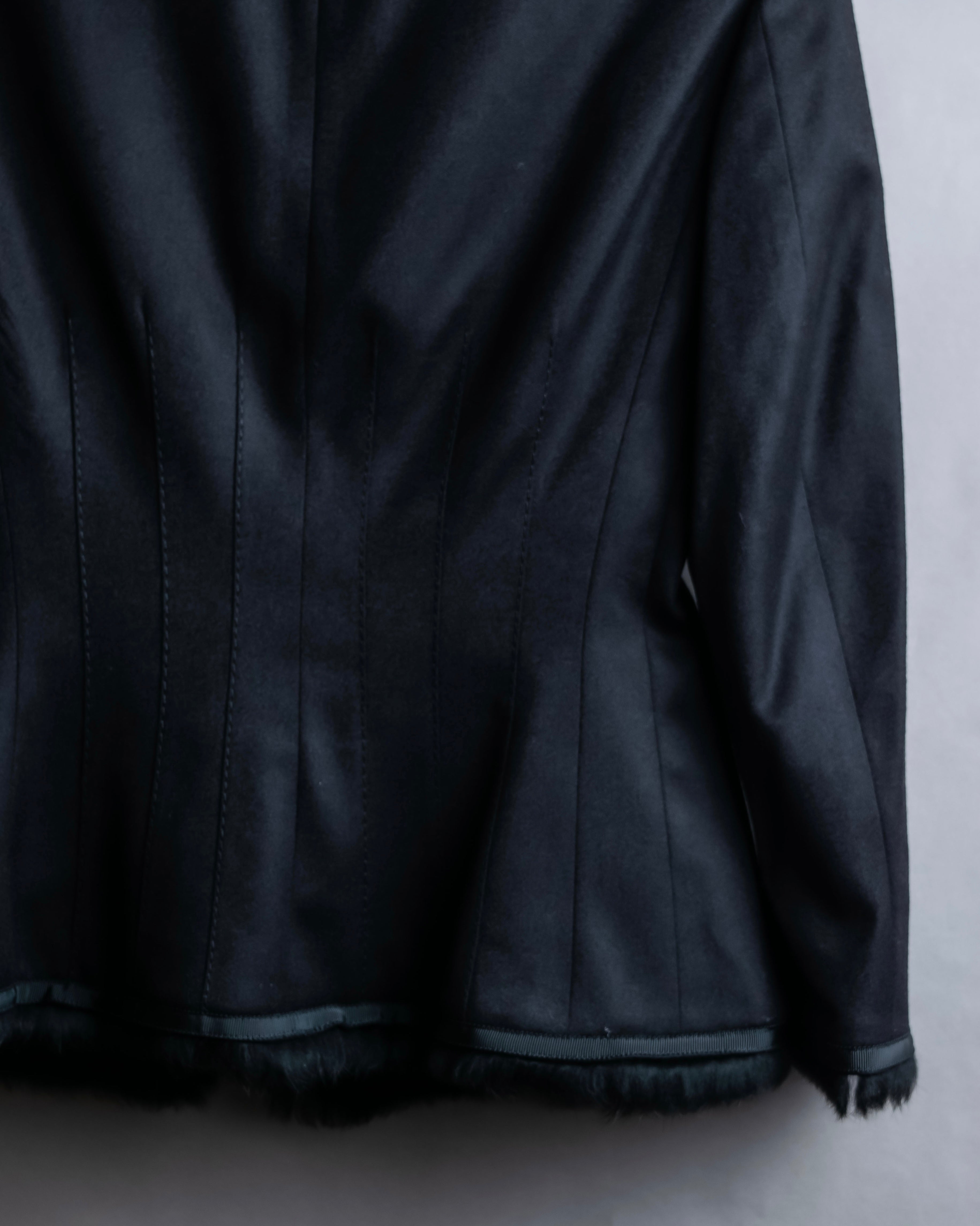 "Alexandar McQueen" Fur trimmed design shaped tailored jacket