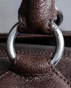 "Max Mara" Silver accents diamond shaped stitching leather boston bag