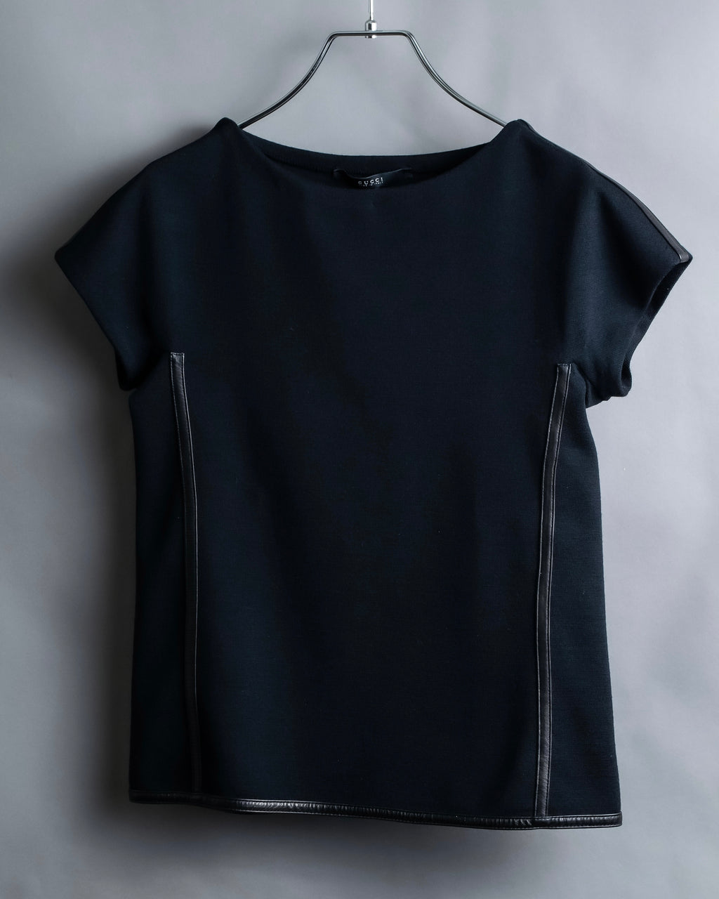 "GUCCI" Leather piping design box sleeve T-shirt