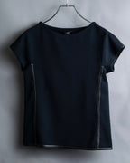 "GUCCI" Leather piping design box sleeve T-shirt