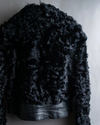 "HERMITAGE" Box silhouette double zipper fur blouson