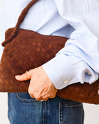 BOTTEGA VENETA/ Intrecciato Beautiful Suede Handbag Red Brown