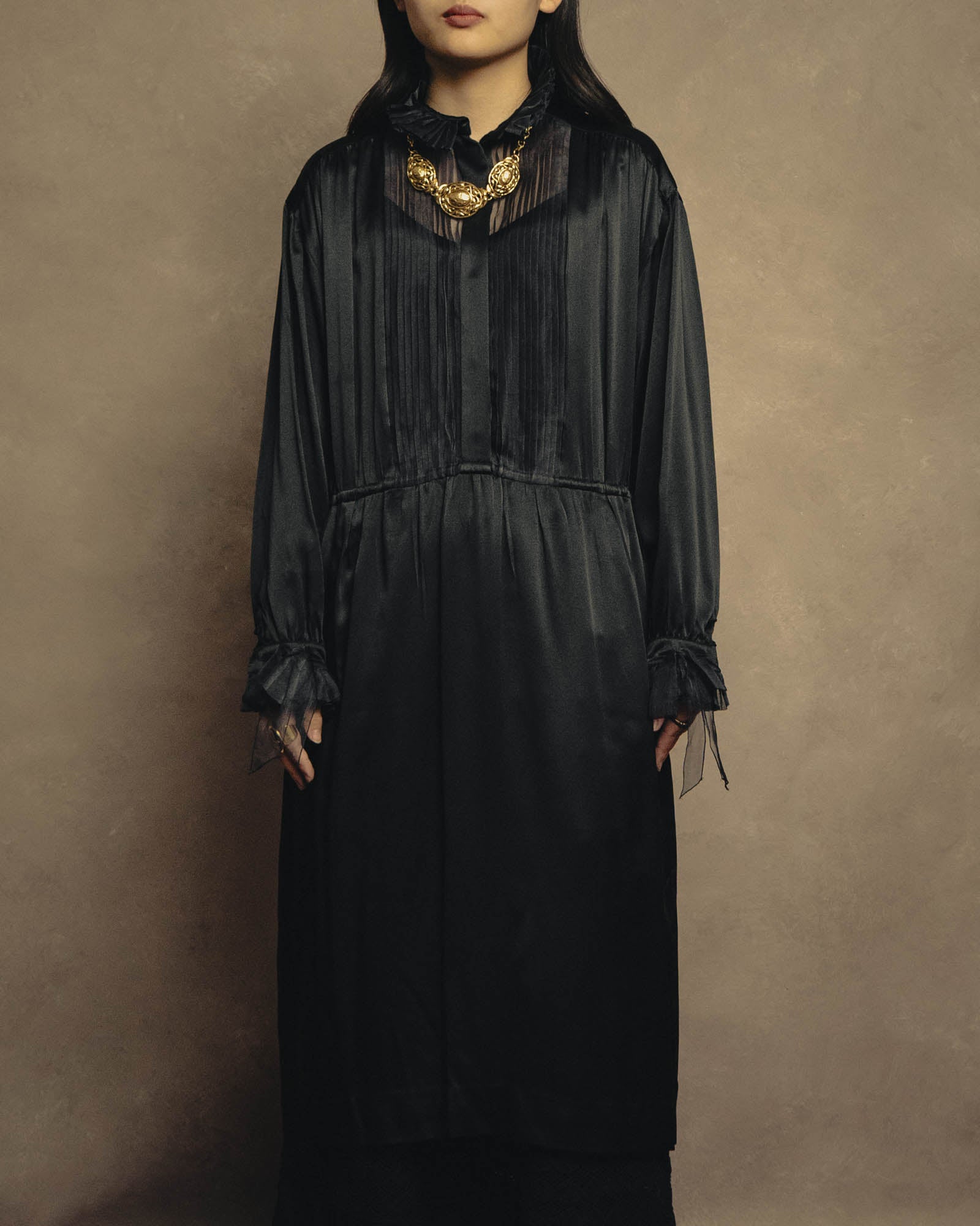 -SPECIAL- “Christian Dior” 90’s Silk pleated ruffle dress
