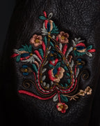 “KENZO” 80’s Folkloric shearling-lined leather long coat