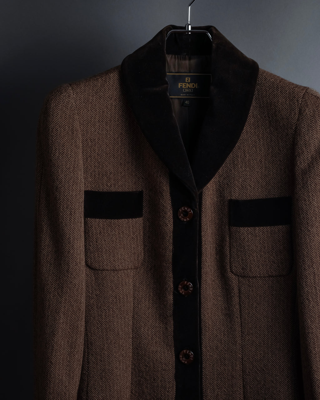 "FENDI" Velvet switching design herringbone set up