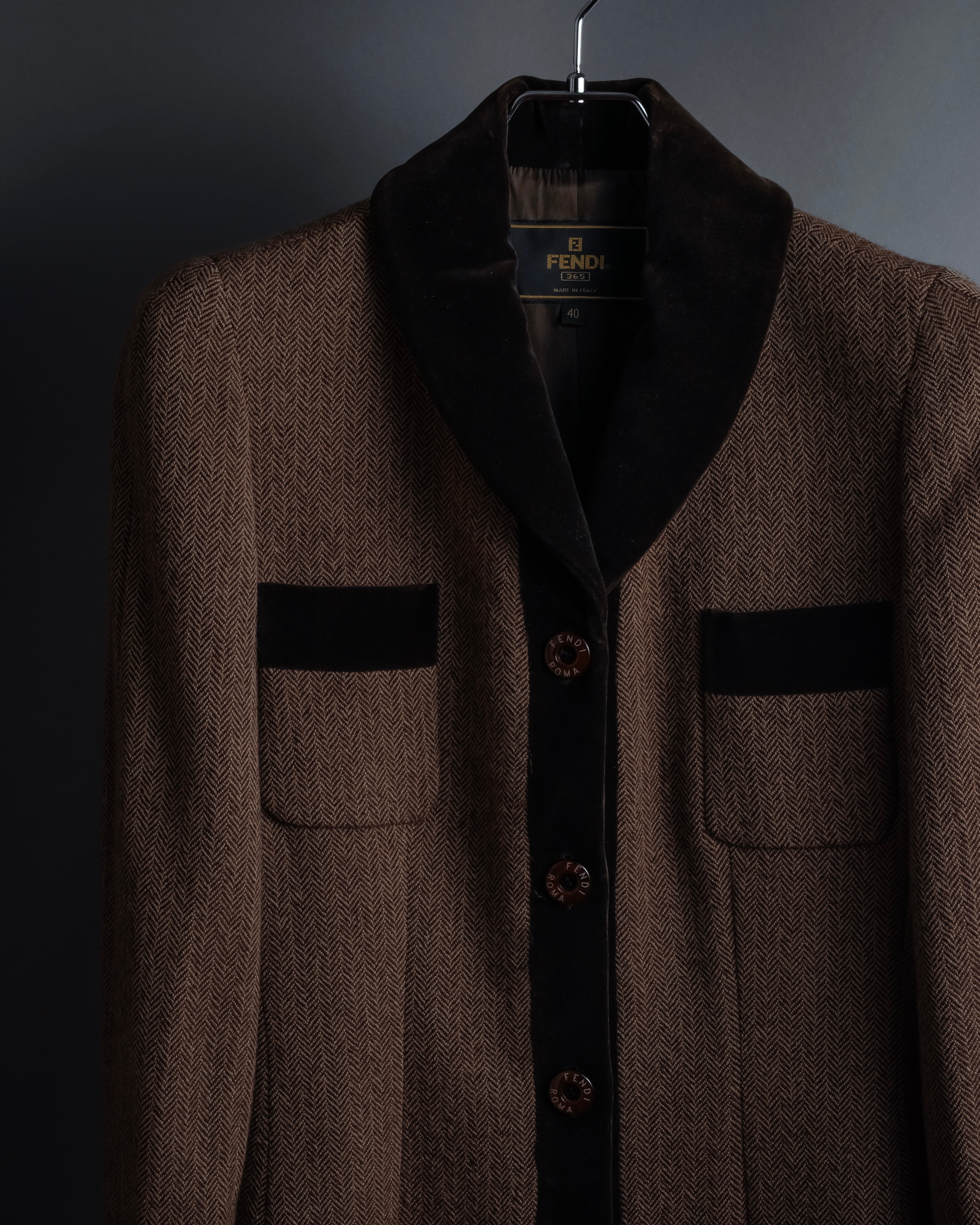 "FENDI" Velvet switching design herringbone set up