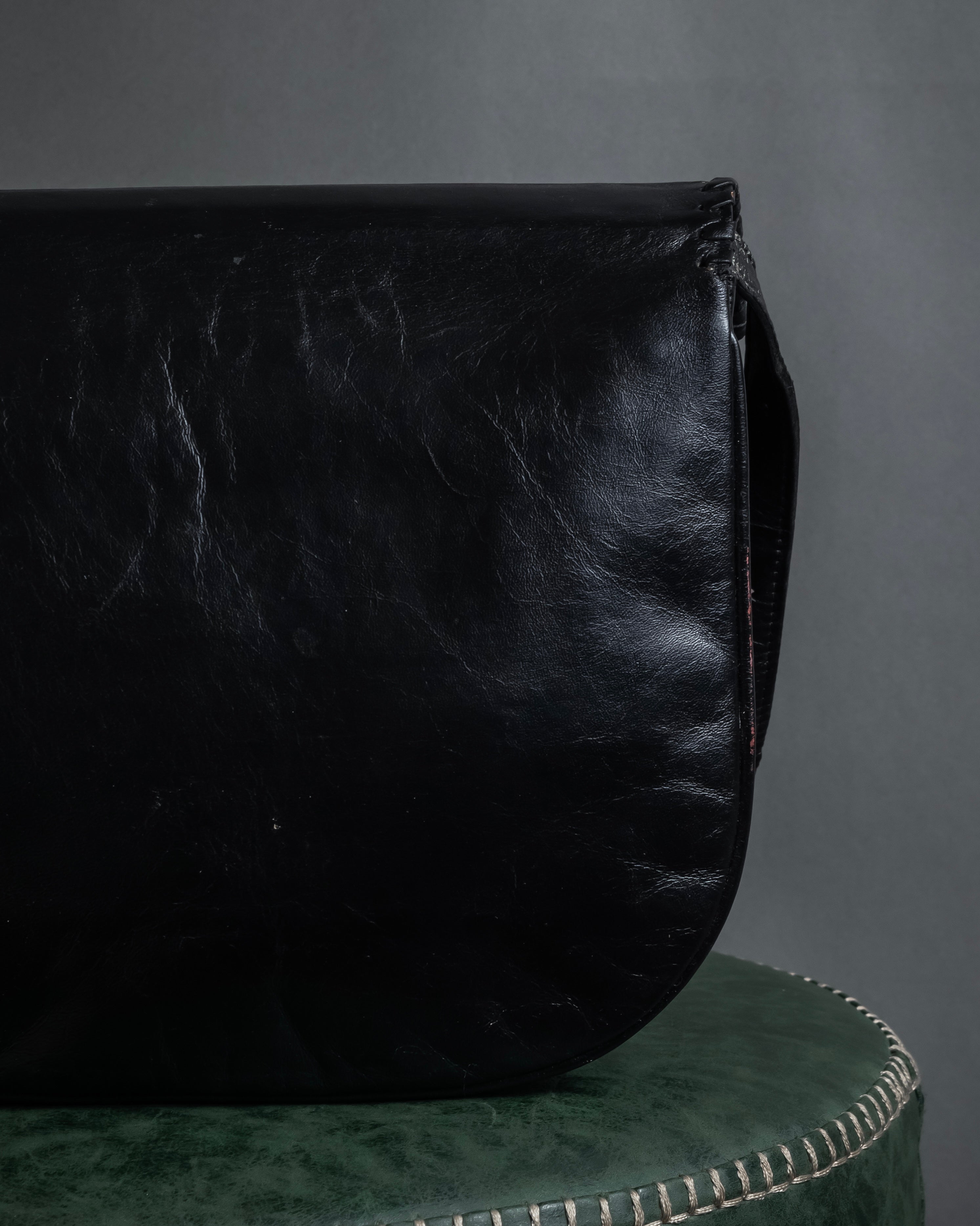 "YVES SAINT LAURENT" 80's-90's Logo engraved tassel detail bag