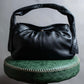 "EMPORIO ARMANI" Horizontal design gathered one handle leather bag