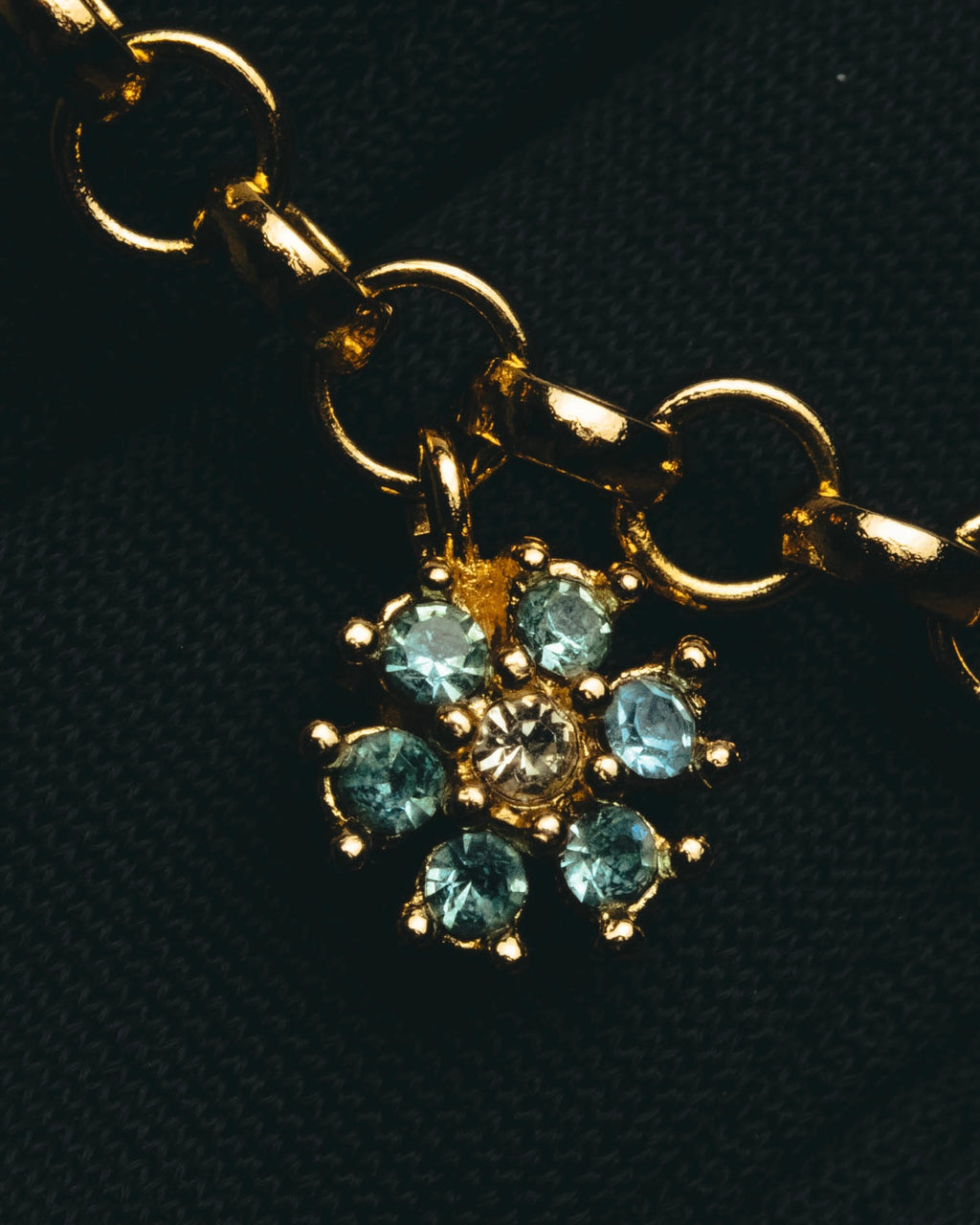 "Christian Dior" 00's-10's Floral rhinestone charm bracelet