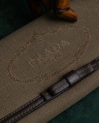 "PRADA" Logo engraved canvas combination long wallet