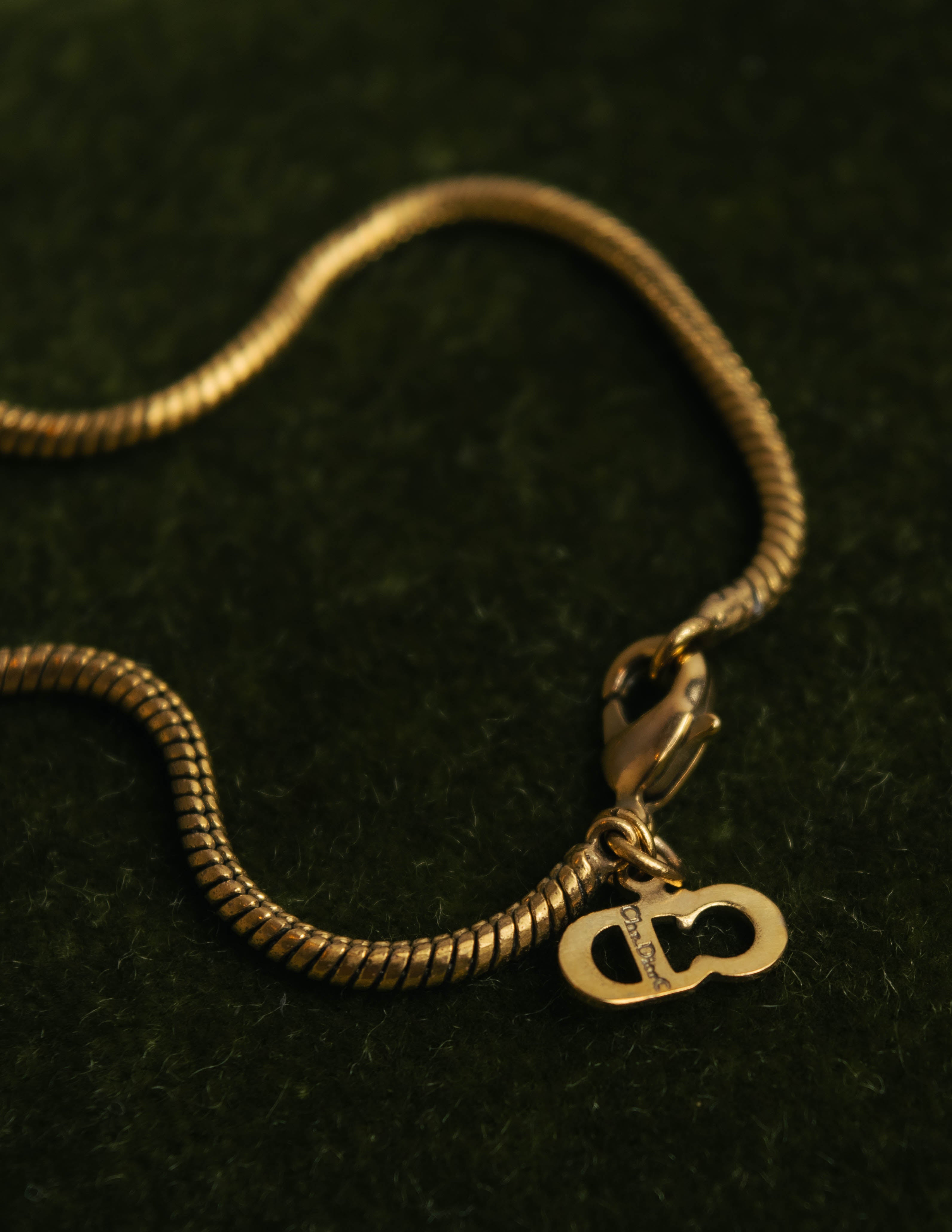 "Christian Dior" 80's-90's Gold logo pendant necklace