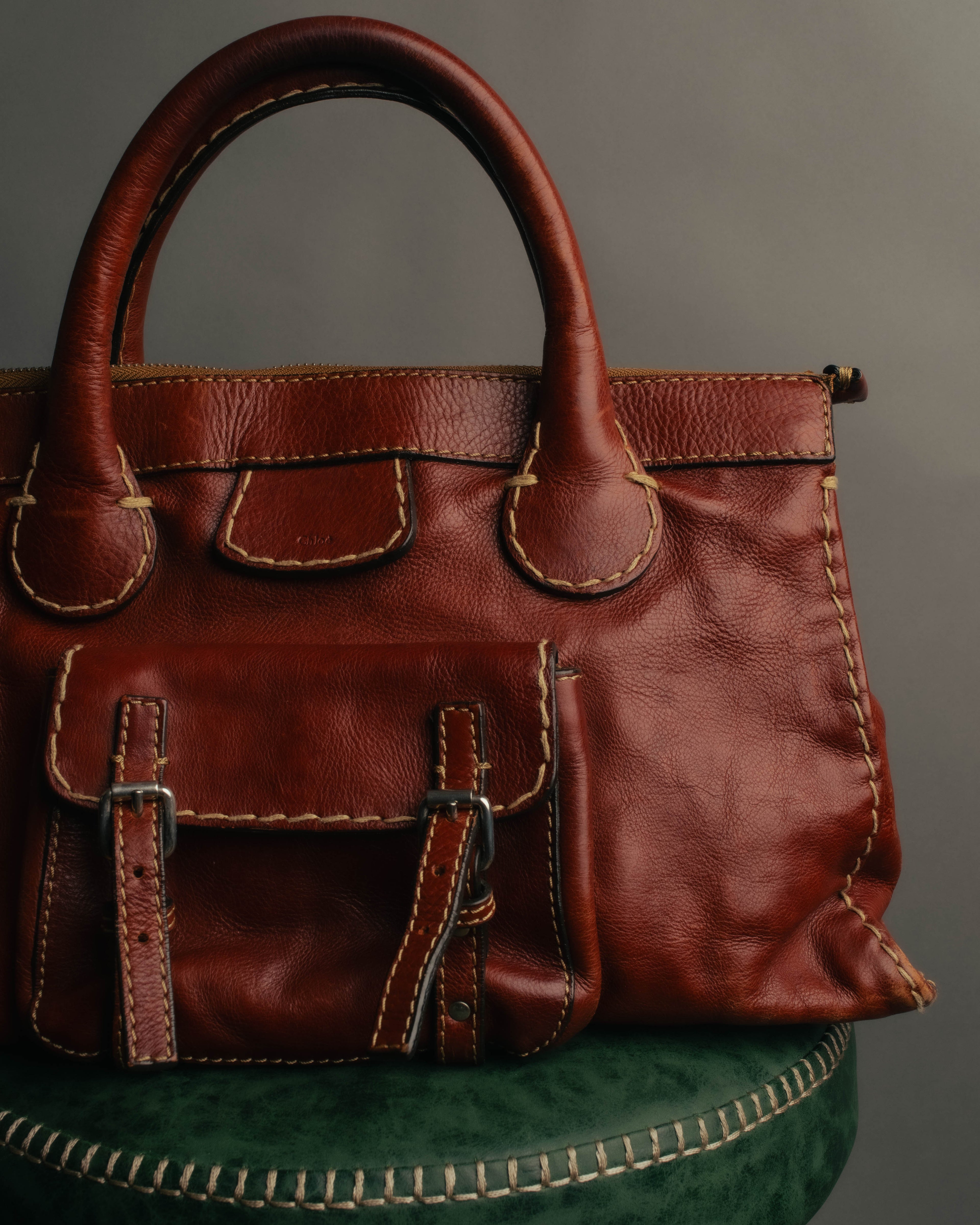 "Chloé" 00's Cognac leather top handle bag